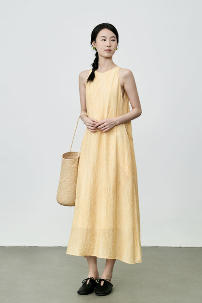 [Sunset Dunes] CAREMIND Premium Jinzhan Yellow Neck Dress Lazy Tie-dye Artistic Vest Skirt