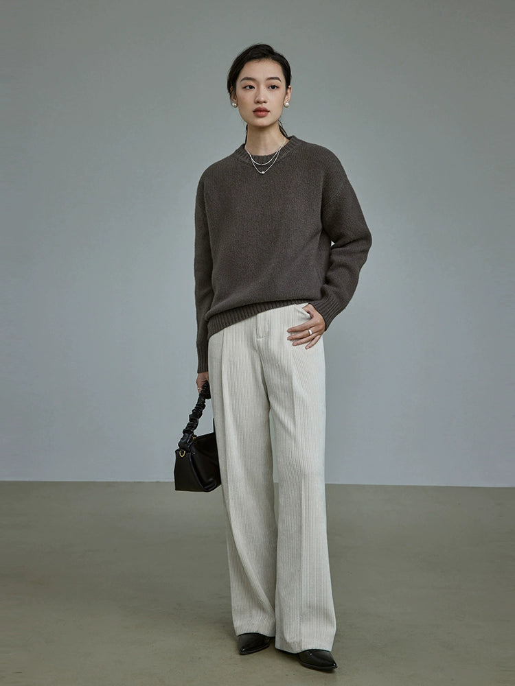 [Oferta especial por tiempo limitado] Pantalones de pierna ancha y recta de pana vertical Chenier de alta densidad "White Control Field" para viajeros 