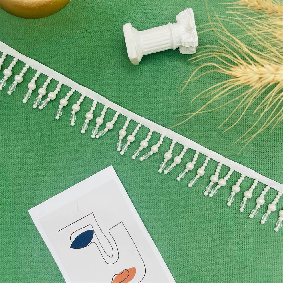 3692 borla colgante de perlas con cuentas, accesorios de encaje para lámpara de escritorio, encaje decorativo para ropa, cortina, encaje decorativo