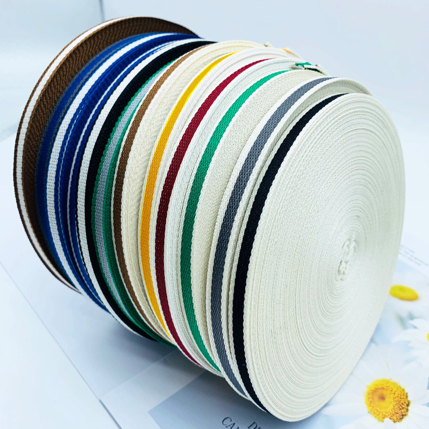 Cinta de jacquard intercolor de rayas de 1 cm, cinta de colores, tira de ribete, tira de prensado para dobladillos de ropa, accesorios de ropa