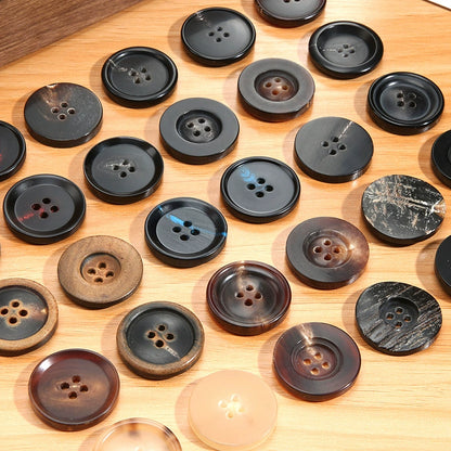 3463★ Botones de cuerno real para hombre, traje, chaqueta, pantalón, botones de alta gama, abrigo de cachemira para mujer, botones negros Daquan