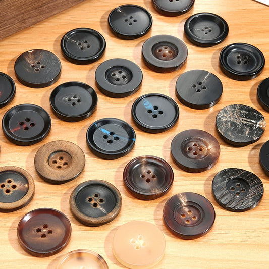 3463★ Botones de cuerno real para hombre, traje, chaqueta, pantalón, botones de alta gama, abrigo de cachemira para mujer, botones negros Daquan