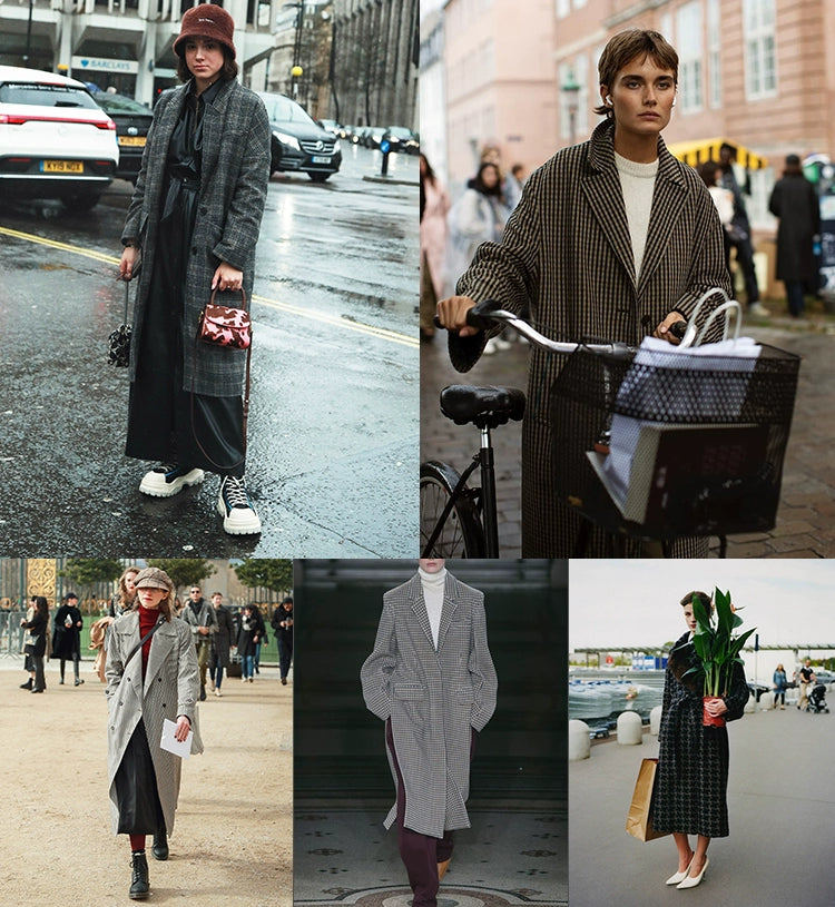 CAREMIND [El sueño de Fausto] Abrigo de lana a cuadros original para mujer, nuevo abrigo largo de otoño e invierno 