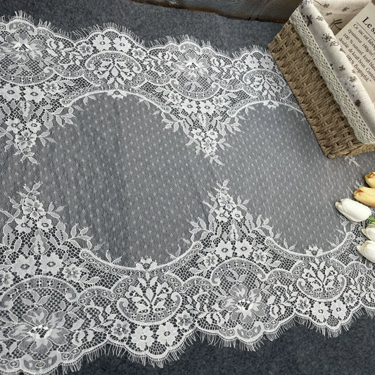 Chal de boda con encaje de pestañas unilateral, de malla floral de alta calidad, 3740 cm de ancho y 55 cm de ancho, accesorio para ropa.