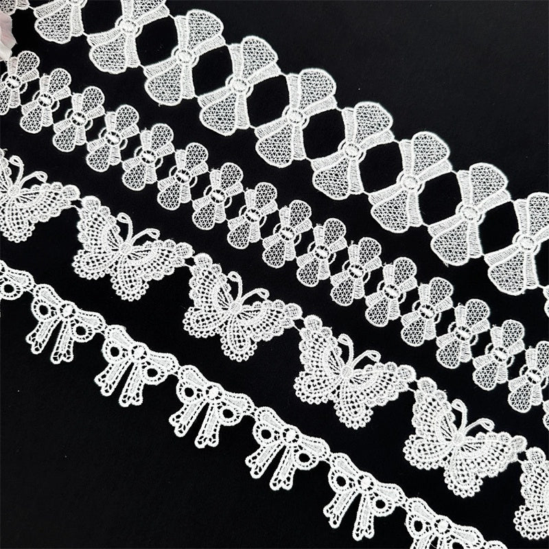 3664 Exquisito encaje de poliéster con forma de mariposa, tela de encaje soluble en agua para ropa, joyería de boda, collar, correa de hombro, cinturón, accesorios decorativos