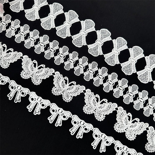 3664 Exquisito encaje de poliéster con forma de mariposa, tela de encaje soluble en agua para ropa, joyería de boda, collar, correa de hombro, cinturón, accesorios decorativos