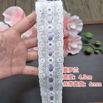 3553★ Ancho 4,5 cm Nuevo color Cinta de algodón Hilo de encaje Hecho a mano DIY Lolita Accesorios de ropa de bebé