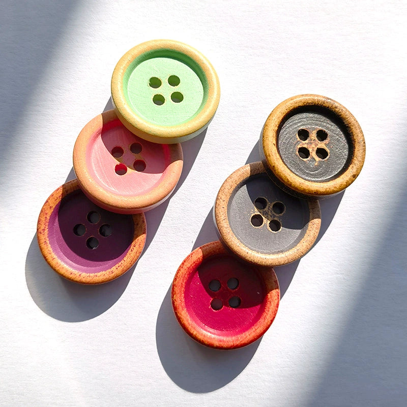 3378★  Vintage two-tone shirt buttons shirt wooden buttons wood buttons suit suit jacket sweater handmade white buttons