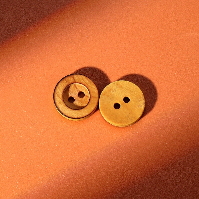 3328★  Natural wood round button shirt shirt children's wood buttons retro burnt edge log color bowl-shaped small buttons
