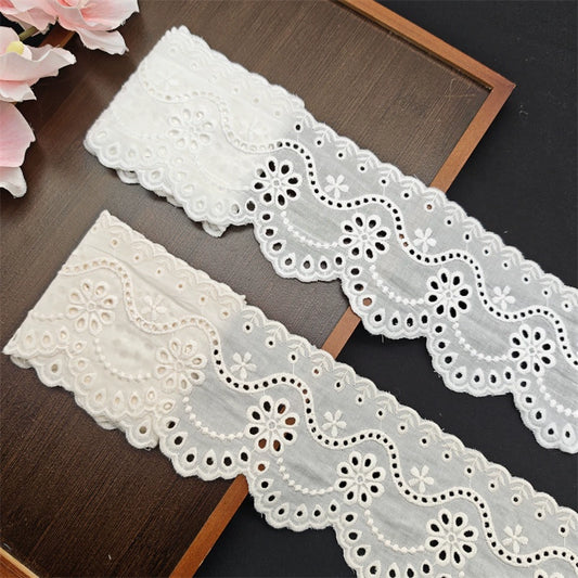 Tela de encaje europeo con bordado de algodón puro, 3801 cm de ancho y 9 cm de ancho, ideal para faldas, sofás, cortinas y empalmes.