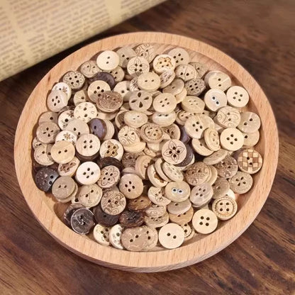 3352★  Coconut Round Shirt Button Women's Button Painted Shirt Small Button DIY Handmade Clothes Wooden Button Coconut Shell Wood