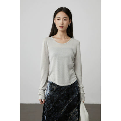 [Anxin T] Suéter de lana Tencel personalizado de cuatro colores CAREMIND, camisa de fondo clásica y sencilla para mujer que no daña la piel 