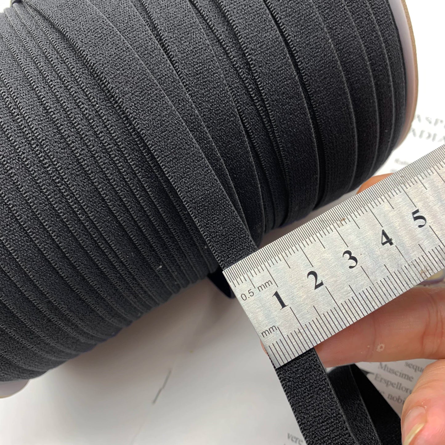 3869 1-3,8 cm banda elástica de nailon puro engrosada de gamuza negra, accesorios de alta elasticidad, cinturilla deportiva de yoga, cuerda de goma