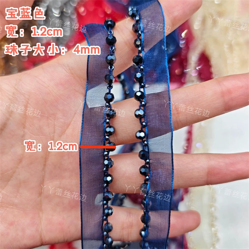 3726 Largeur 1,2 cm Nouvelle couleur Maille Cristal Perles Dentelle Accessoires, Fait Main DIY Vêtements Bordure Accessoires