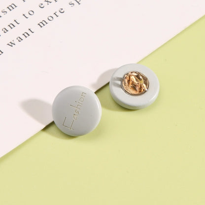 3331★  Round high-end men's and women's white shirt decorative button cardigan shirt cuffs neckline versatile button chiffon buttons