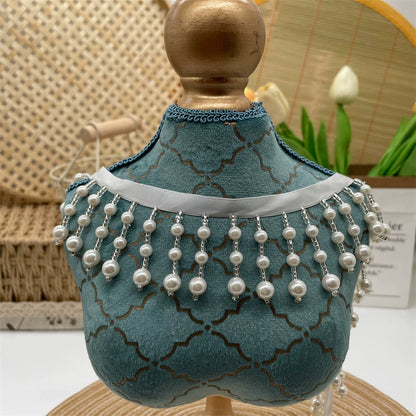 3699 Borla de industria pesada con cuentas de encaje y borlas de perlas, accesorios para bricolaje, falda, cheongsam, cortina, lámpara de escritorio, decoración de encaje