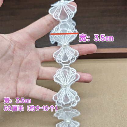 3558★ Encaje de flores, encaje de organza, cuentas de flores tridimensionales, ropa de bricolaje hecha a mano, sombreros, accesorios de ramo