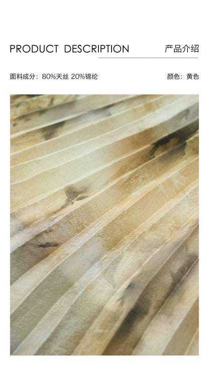 Falda de pintura al óleo de género artístico CAREMIND, falda irregular, diseño de nicho, falda plisada 