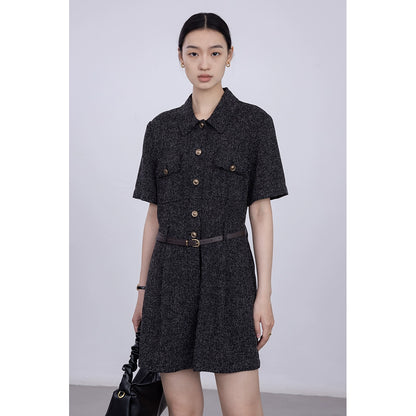 [Offre spéciale à durée limitée] Combinaison haut de gamme de style parfumé petit tempérament ensemble short slim col polo rétro d'été