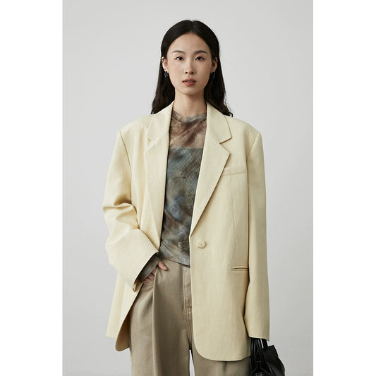 [Departamento de Naturaleza Viajero] Chaqueta de temperamento suelto CAREMIND Traje de lino tencel para mujer 