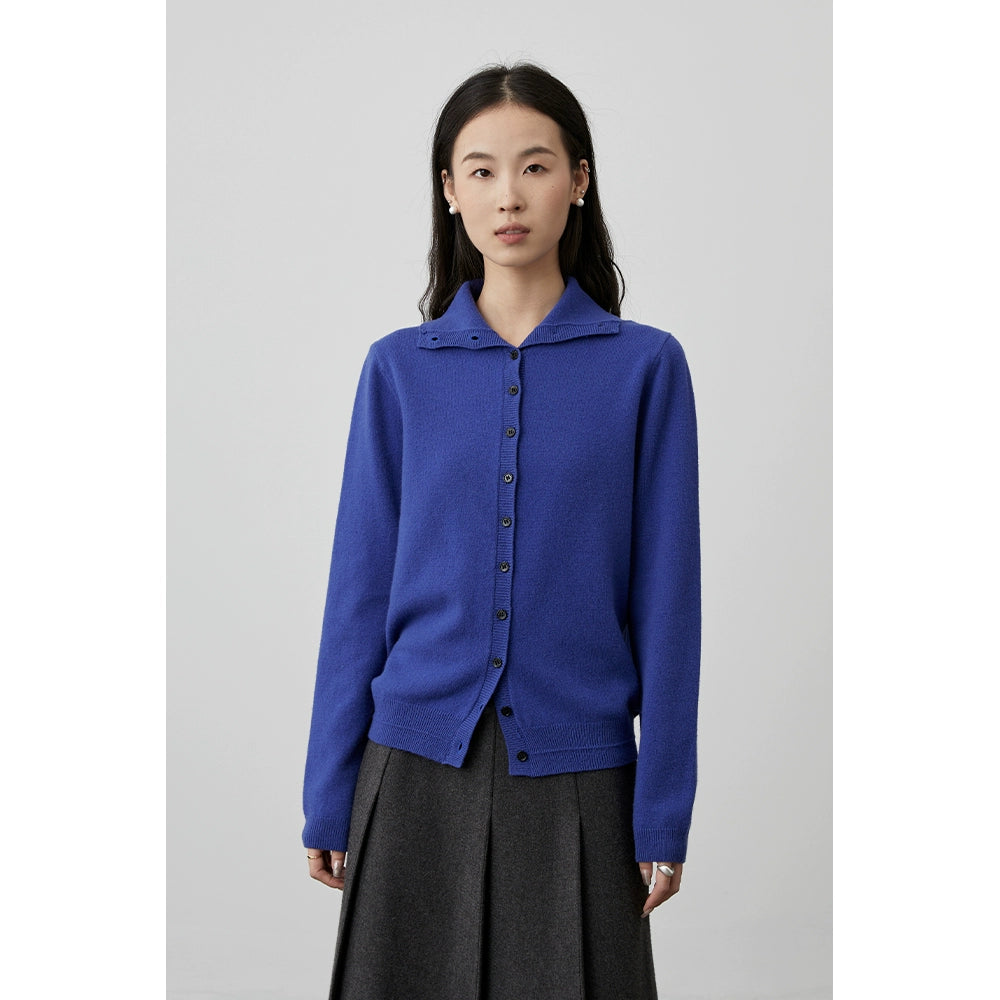 [Warm Air] CAREMIND Autumn Solid Color Simple Wool Knitted Sweater Lapel Button Cardigan Sweater Jacket