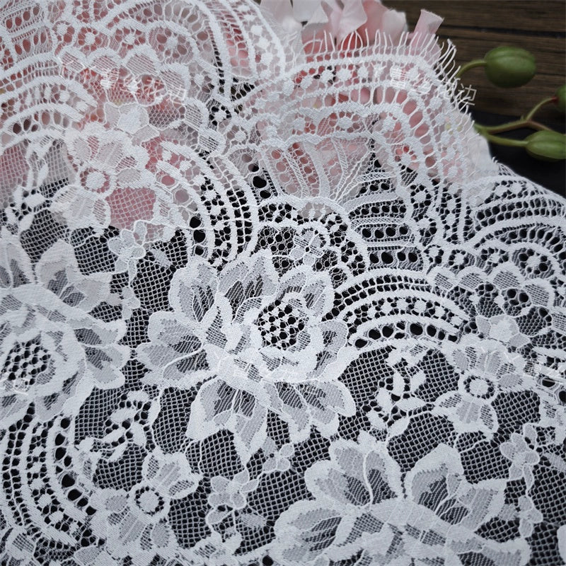 3737 ancho 30cm exquisitas pestañas de encaje hecho a mano DIY vestido alargado empalme velo de novia accesorios de ropa