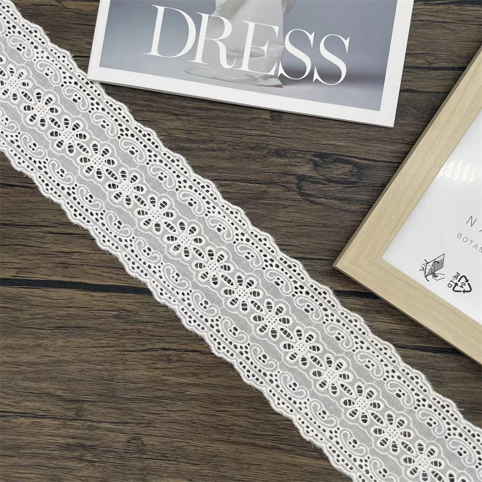 3794 Encaje bordado de algodón blanco de alta calidad para empalme de ropa, material decorativo, correa de hombro, accesorios de joyería