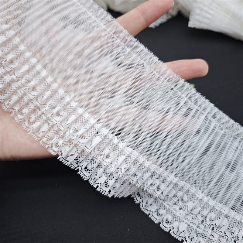 3836 Ancho 9cm malla arrugada borde ondulado pequeño encaje princesa lolita falda borde Barbie tela material DIY