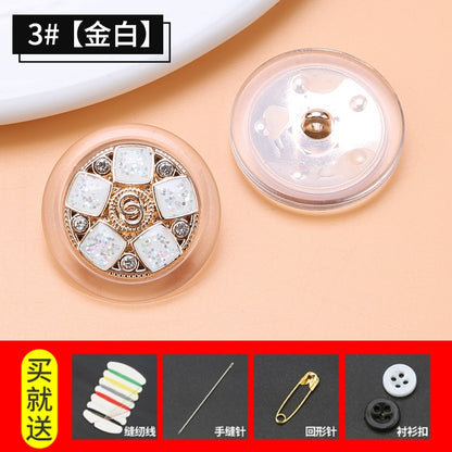 3490★ Gabardina con botones de punta de metal para mujer, botones decorativos versátiles, ropa, suéter, pijama, botones redondos grandes