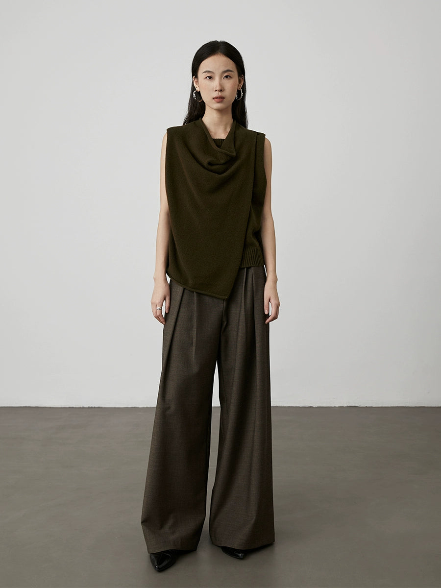 [Chaleco en do menor] Suéter de punto de lana sin mangas con cuello alto y estilo coreano CAREMIND, chaleco con capa exterior de alta calidad 