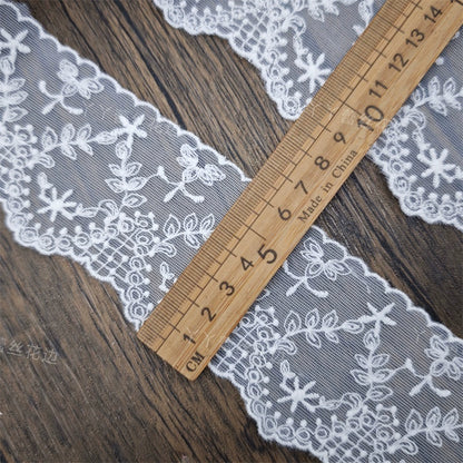 3829 Exquisitos accesorios de encaje de malla con bordado de hilo de algodón, materiales para faldas y mangas de ropa infantil hechos a mano