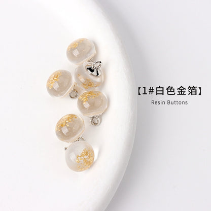 3486★ Botones de perlas de lámina dorada con incrustaciones de resina, estilo chino Tang, botones de disco para cheongsam Hanfu, camisa, cárdigan, botones de cuentas redondas