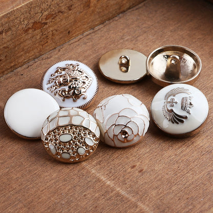 3360★  Coat metal buttons white buttons suit trench coat men's and women's clothes decorative jacket round shirt white buttons