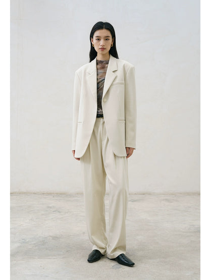 [Oferta especial por tiempo limitado] Blazer versátil blanco beige original de otoño e invierno, traje de perfil fino y cómodo para mujer 2024 