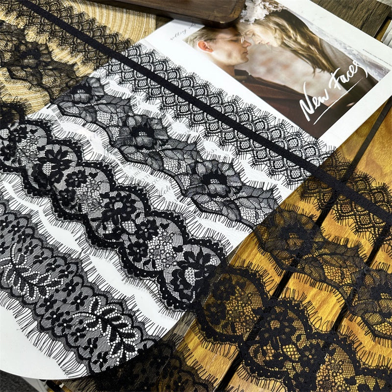 3738 Exquisitas pestañas blancas y negras con encaje para unir ropa, materiales decorativos, bricolaje, escote, mangas, tirantes, ayudas de costura