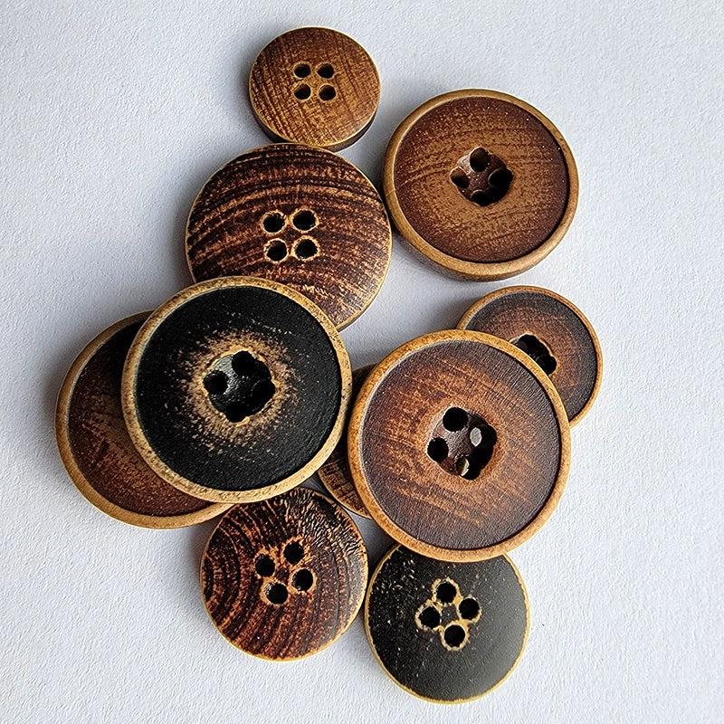 3457★  Round wood buttons black brown men's and women's clothes shirt shirt sweater cardigan buttons handmade small buttons