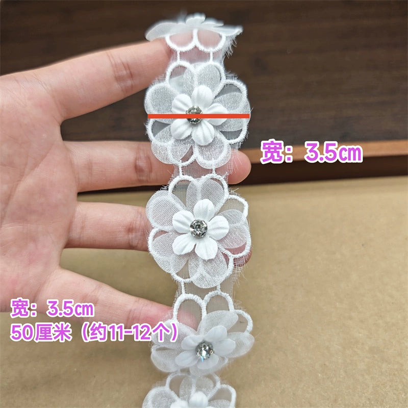 3663★ Bordado de organza de alta calidad, cuentas tridimensionales, accesorios de encaje de mariposa de doble capa, materiales de joyería de boda DIY