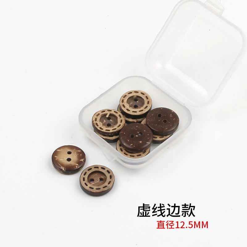3352★  Coconut Round Shirt Button Women's Button Painted Shirt Small Button DIY Handmade Clothes Wooden Button Coconut Shell Wood