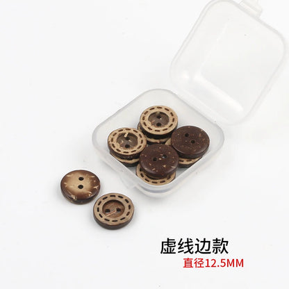 3352★  Coconut Round Shirt Button Women's Button Painted Shirt Small Button DIY Handmade Clothes Wooden Button Coconut Shell Wood