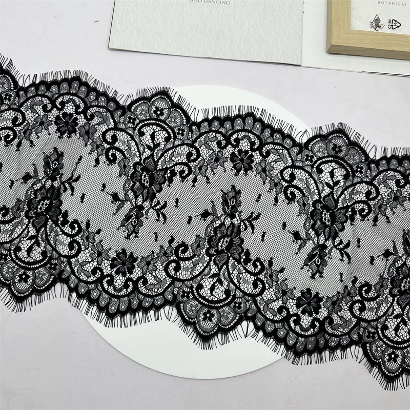 3746 Tela de encaje de pestañas bilateral de hilo de malla de alta calidad, accesorios de empalme alargados para cortina y velo de bricolaje