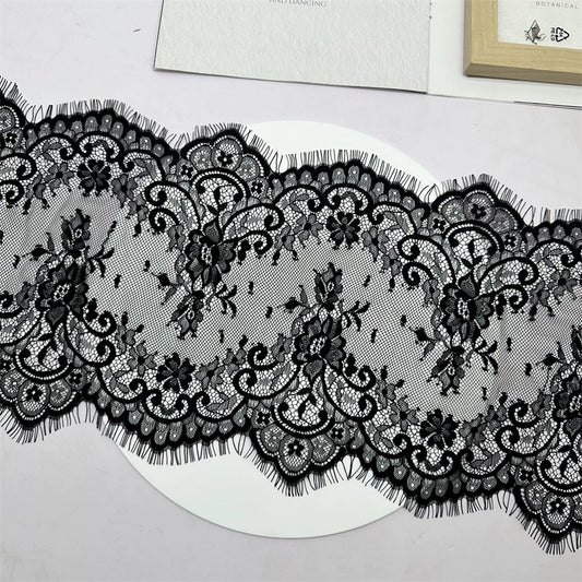 3746 Tela de encaje de pestañas bilateral de hilo de malla de alta calidad, accesorios de empalme alargados para cortina y velo de bricolaje