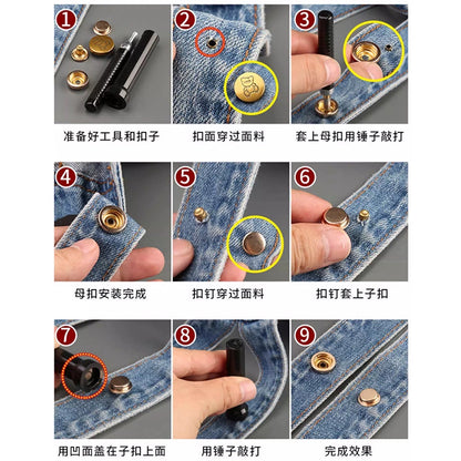 3410★ Boutons pression haut de gamme sans couture pour vêtements pour femmes, boutons mère et enfant, boutons quatre en un, boutons de doudoune, boutons boutons, boutons cachés invisibles.