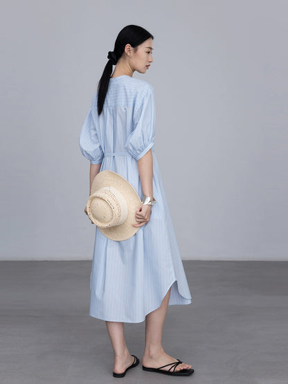 [Oferta por tiempo limitado] Vestido de manga farol, suelto y fresco, con temperamento largo, con cordones, diseño original, para ir al trabajo 