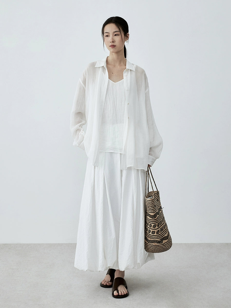 Chaleco de textura holgada con diseño de Tencel en cuatro colores y tirantes torcidos de CAREMIND 