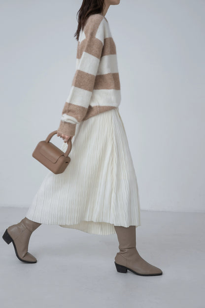 [Oferta por tiempo limitado] Primavera que se balancea como el agua con suavidad, falda de terciopelo con corte oblicuo y pliegues, falda plisada 