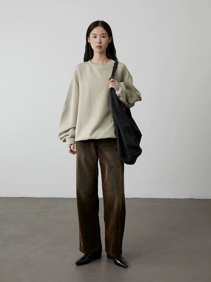 [Suéter fácil] Suéter de silueta holgada CAREMIND, suéter con textura de color sólido, chaqueta superior, ropa de mujer 