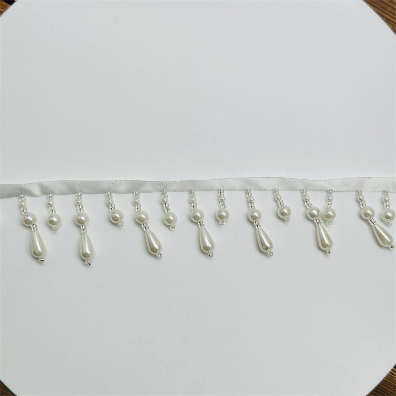 3707 Accesorios de encaje de perlas con flecos DIY Cortina de cuentas Hanfu Xiacheng Cheongsam Puños Cuello Clavo Cincha de cuentas