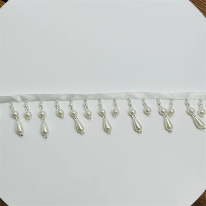 3707 Accesorios de encaje de perlas con flecos DIY Cortina de cuentas Hanfu Xiacheng Cheongsam Puños Cuello Clavo Cincha de cuentas