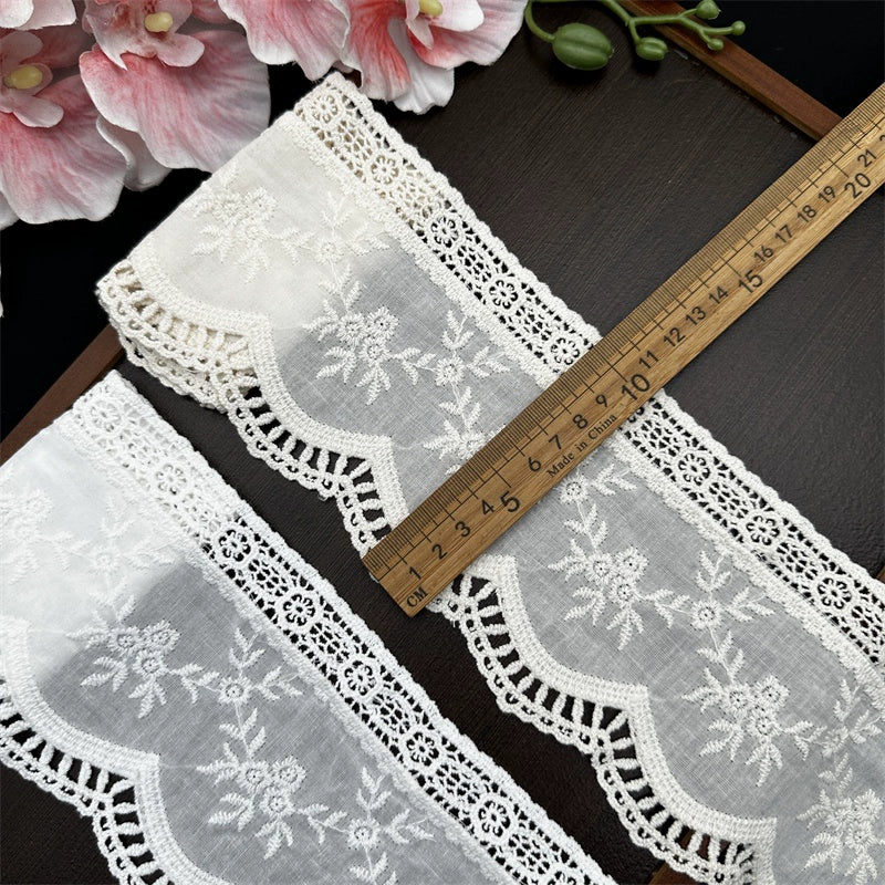 Tela bordada hueca de algodón puro de 10,5 cm de ancho, 3785 cm de ancho, para bricolaje, Mori, pastoral, para sofá, ropa, falda, dobladillo, decoración