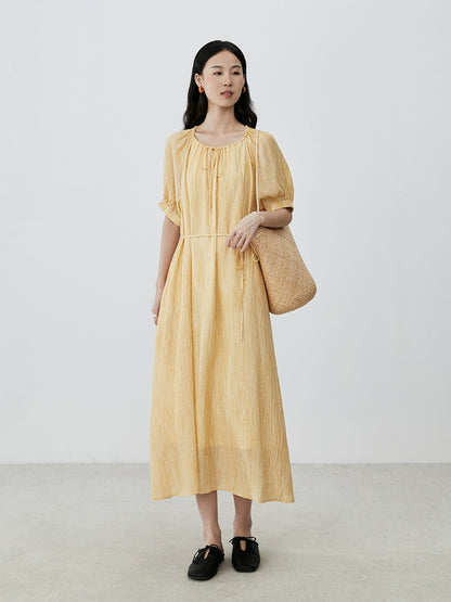 [Jinzhan Yellow] CAREMIND Vestido amarillo premium Hermoso más allá de la película Falda de manga corta Vestido largo francés Verano 